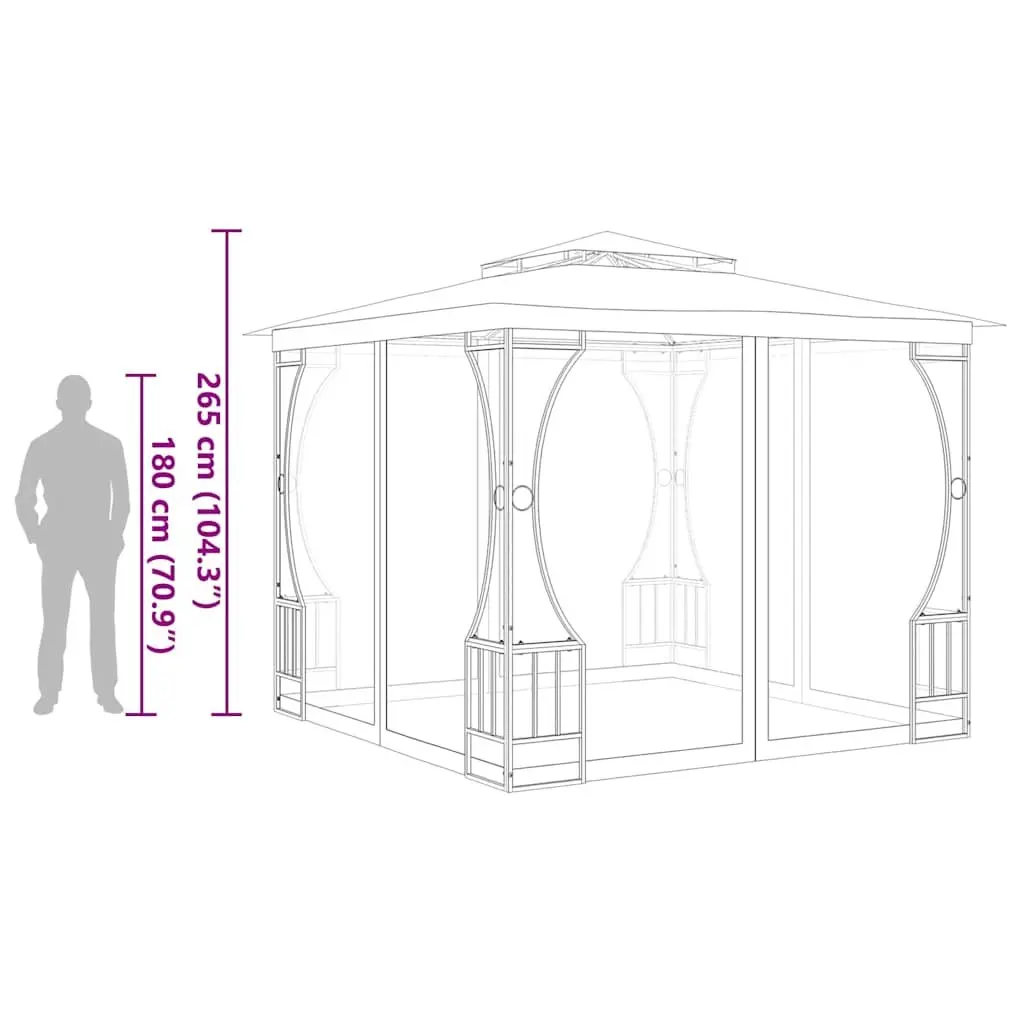 Gazebo Polyester Steel 300x300x265 cm Anthracite