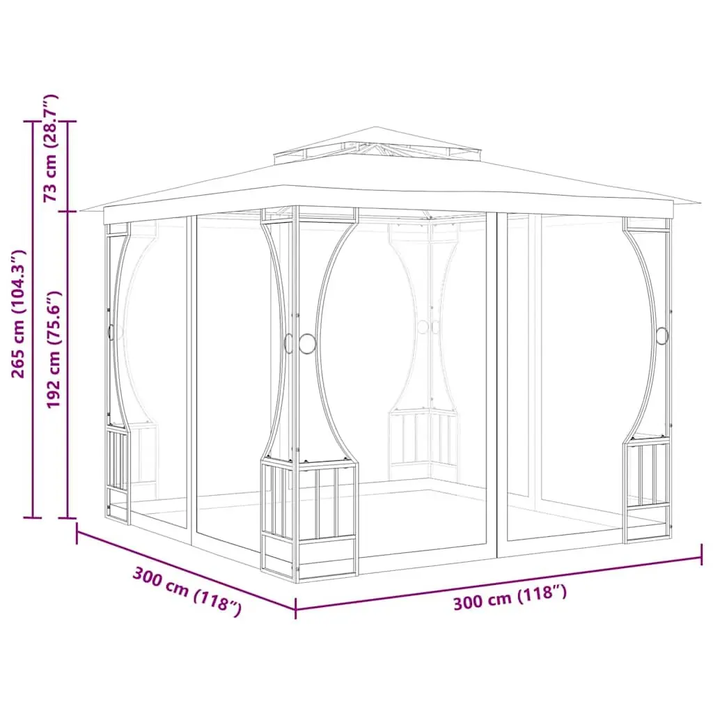 Gazebo Polyester Steel 300x300x265 cm Anthracite