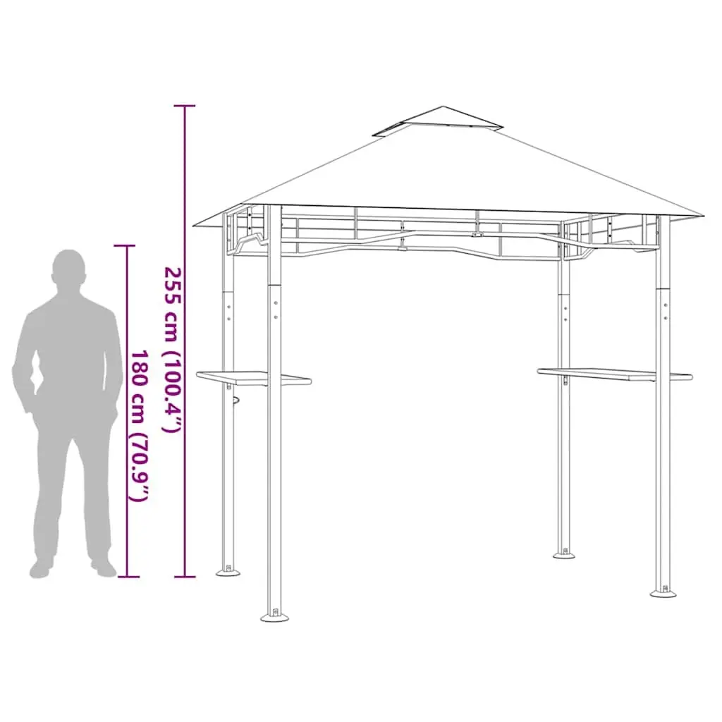 BBQ Gazebo Steel Frame 240W x 150D x 255H cm Anthracite Weather Resistant