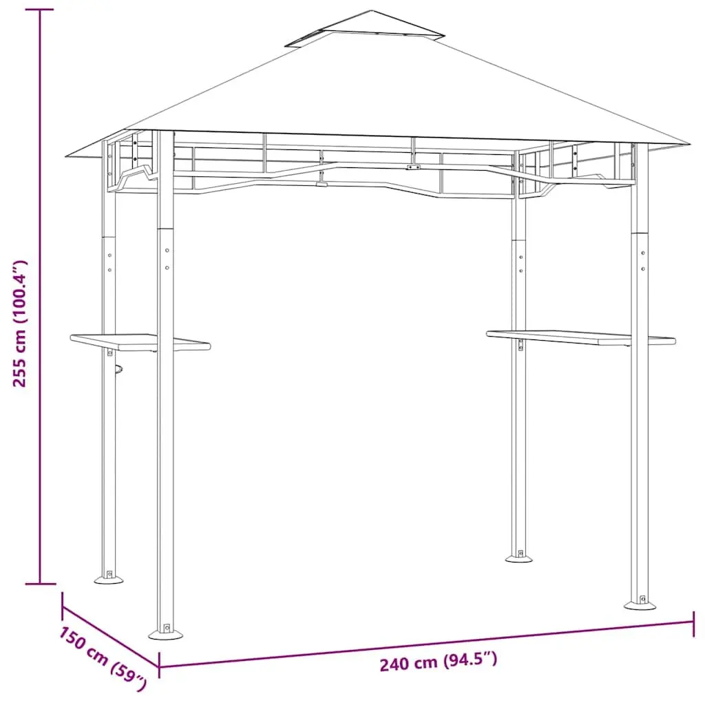 BBQ Gazebo Steel Frame 240W x 150D x 255H cm Anthracite Weather Resistant