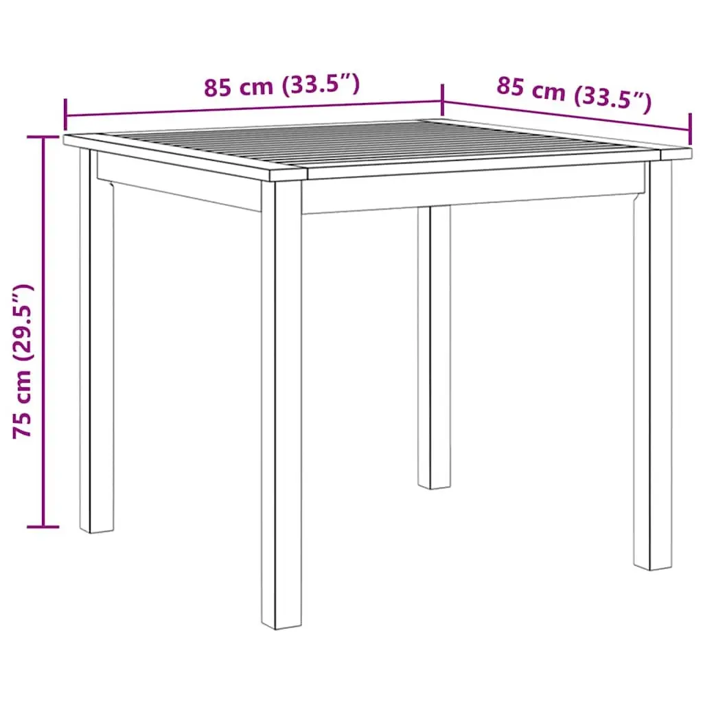 Outdoor Dining Table 85x85cm Garden Patio Furniture Solid Wood Square Design