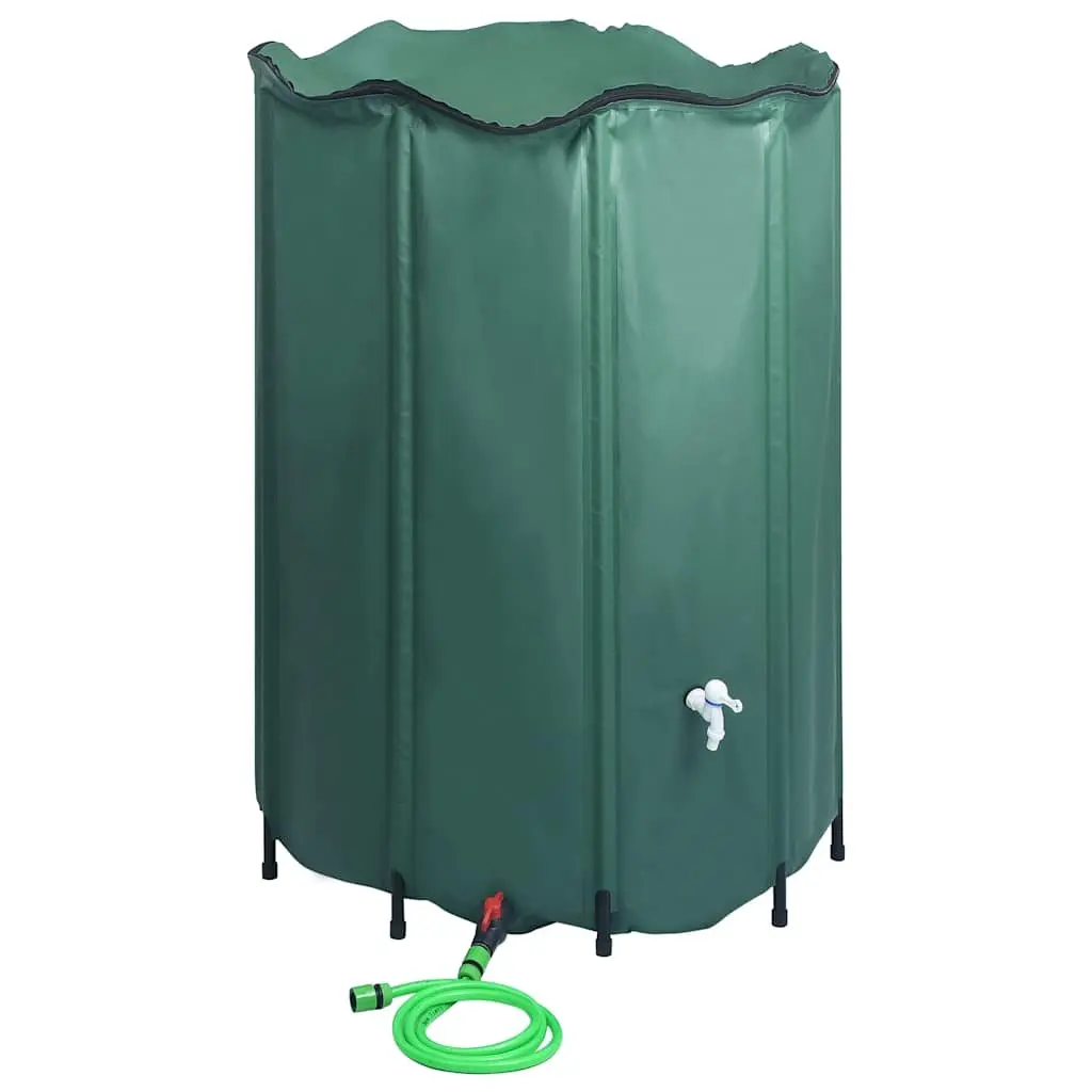 Rain Water Tank PVC 1350L Green Collapsible Garden Watering Storage Barrel with Spigot
