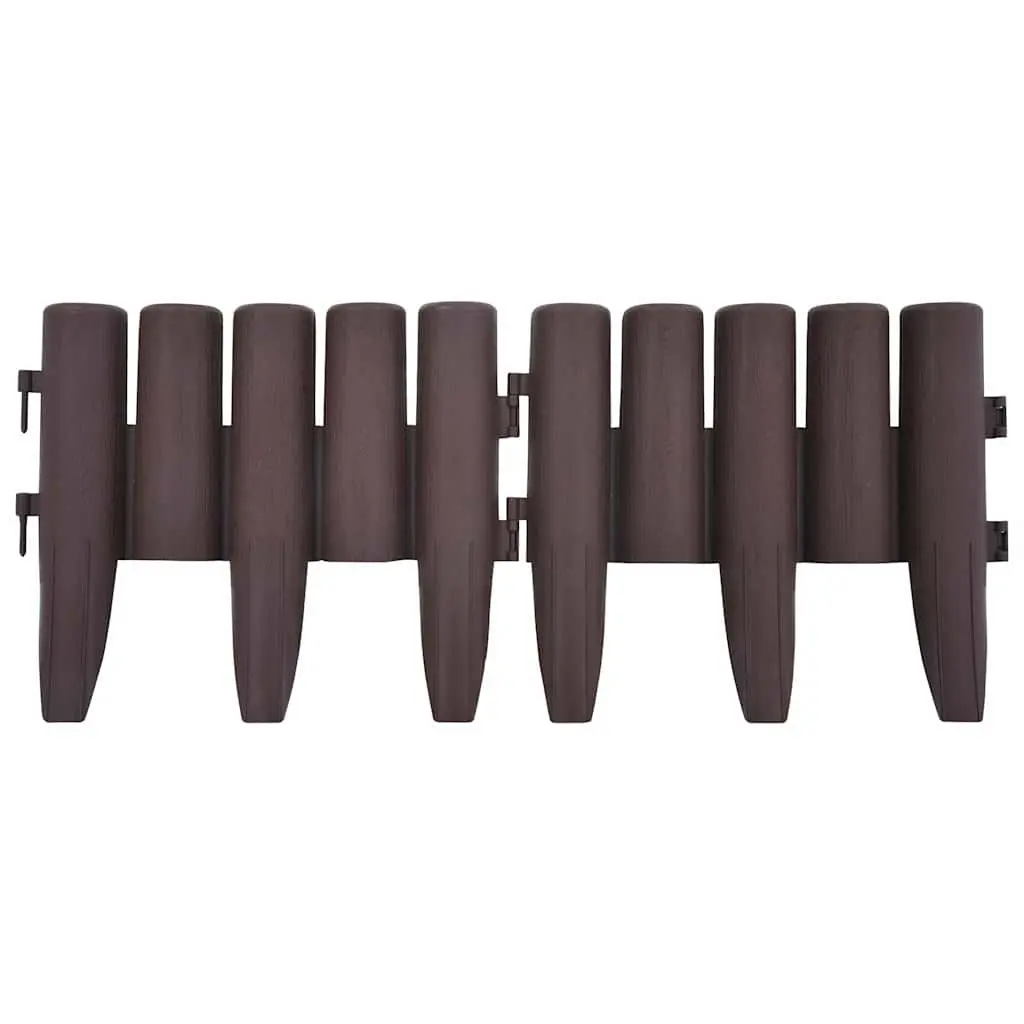 Lawn Edging 36 pcs Brown 10m Log Design Garden Border Fence PP Plant Bed Edge