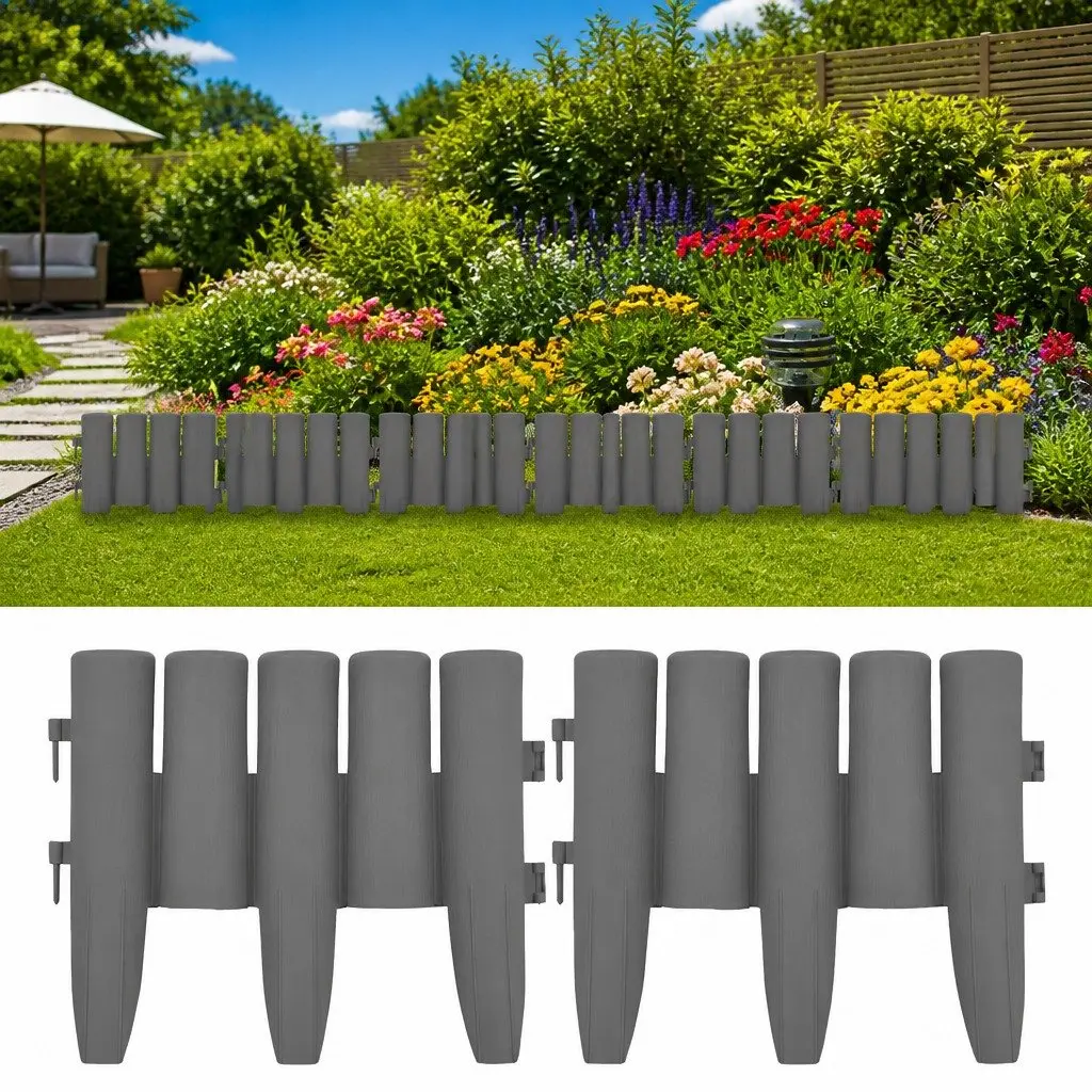 Grey 36-Piece Garden Border Edging Panels 10 m