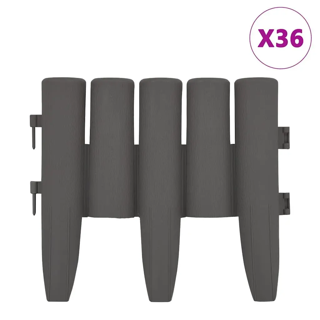 Grey 36-Piece Garden Border Edging Panels 10 m