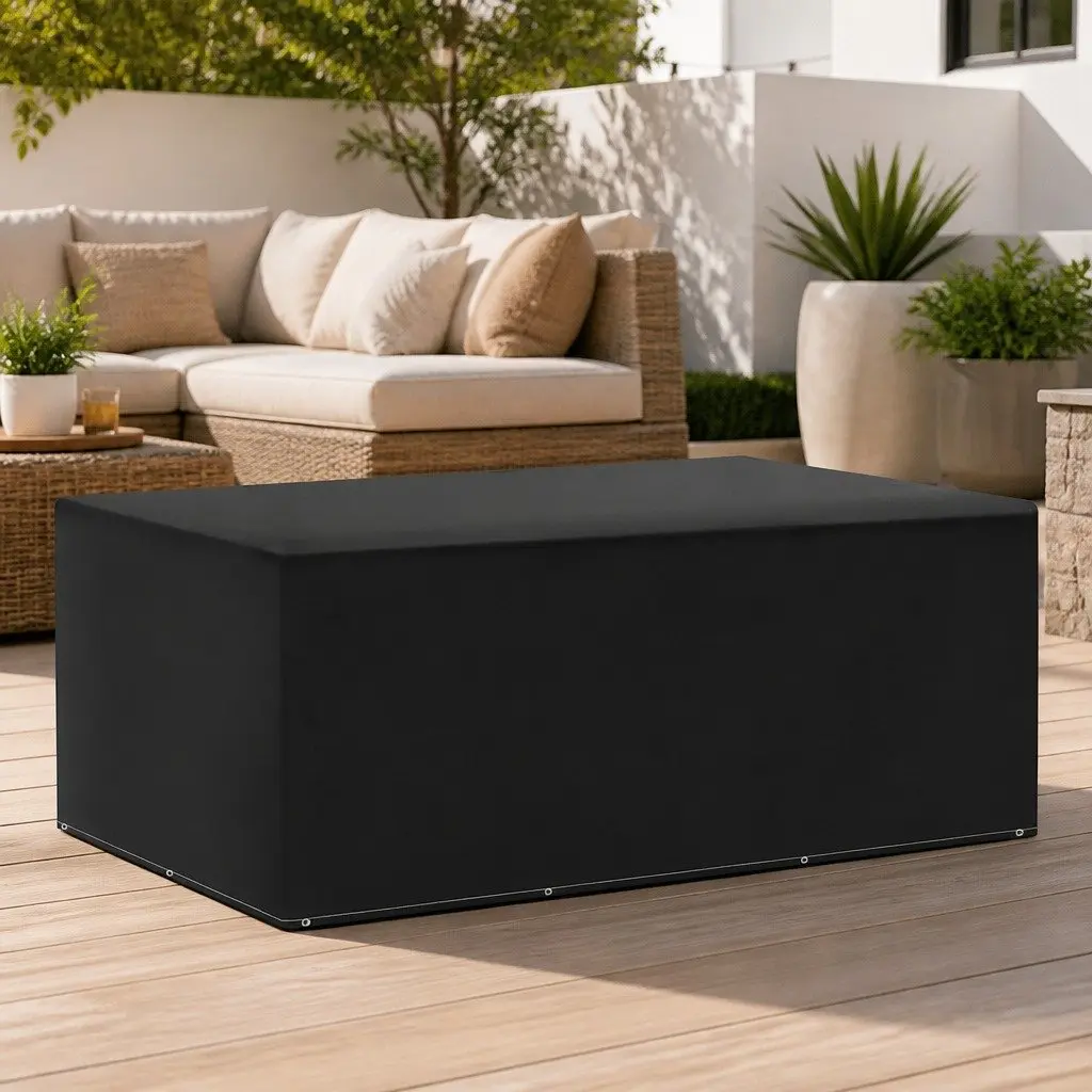 Black Garden Furniture Cover with 7 Eyelets
