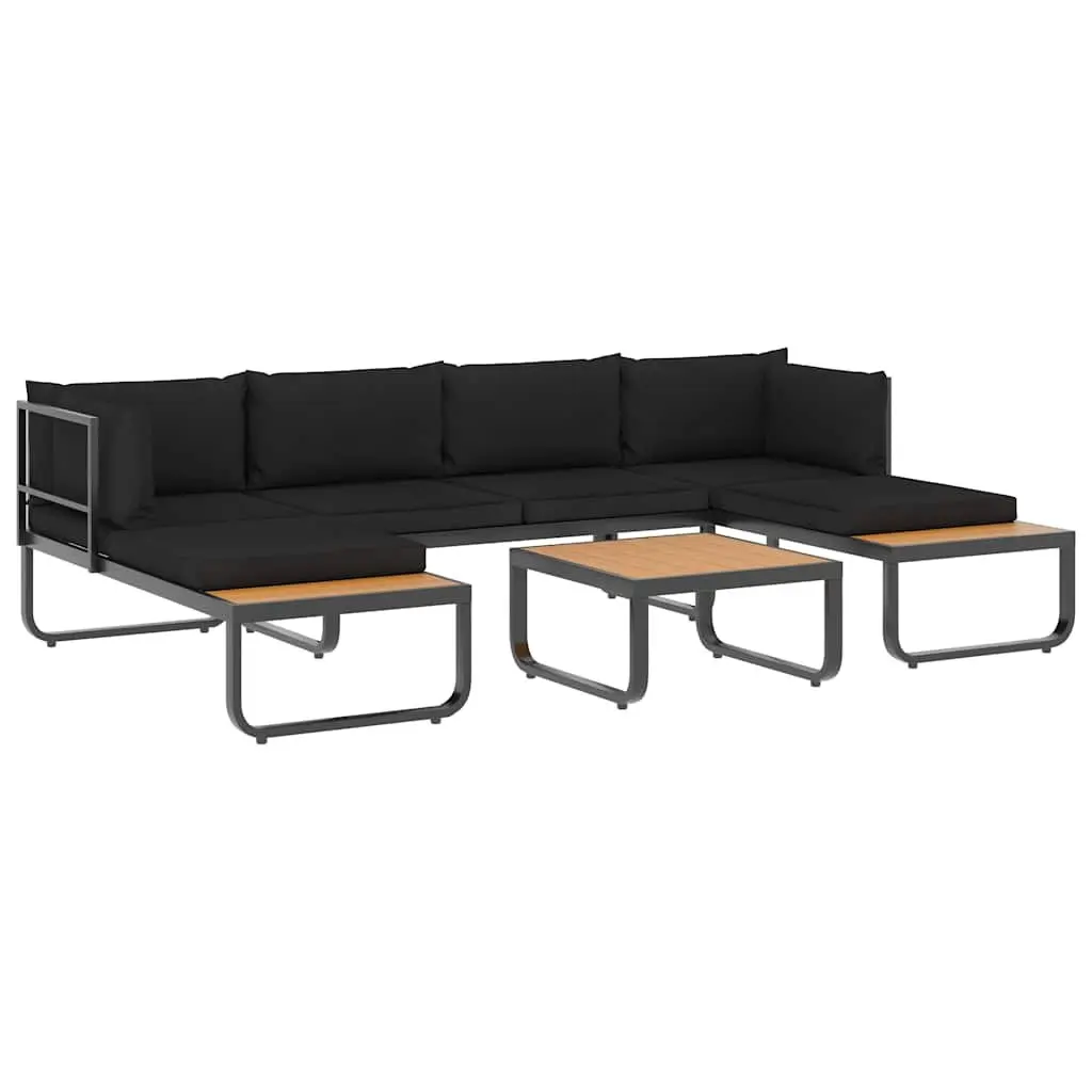 4-Piece Grey Garden Corner Sofa Set with Cushions