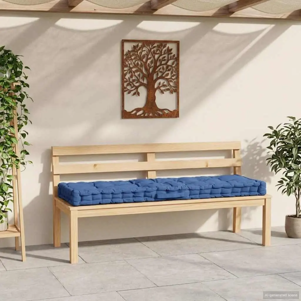 Light Blue Outdoor Garden Bench Pad with Thick Padding