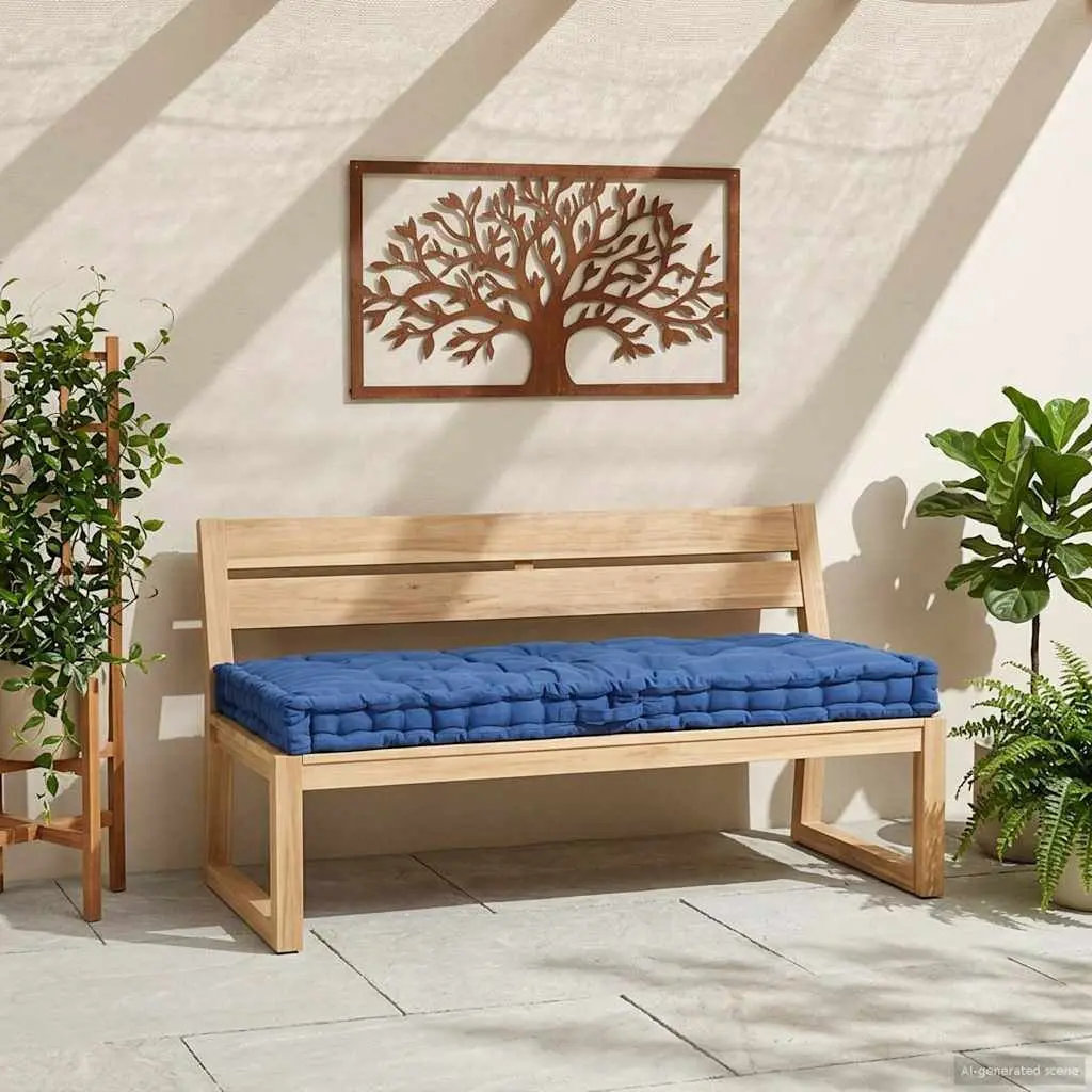 Blue Outdoor Garden Sofa Pad Lounger Cushion 120x80x10cm
