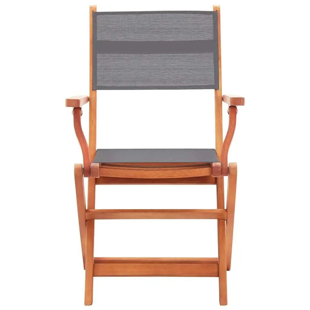 4-Piece Grey Eucalyptus Wood Folding Armchairs Set