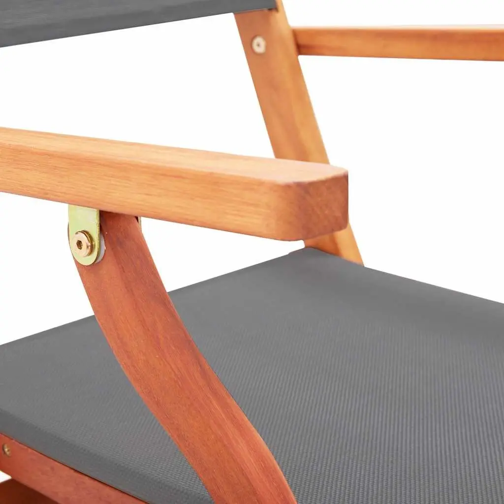4-Piece Grey Eucalyptus Wood Folding Armchairs Set