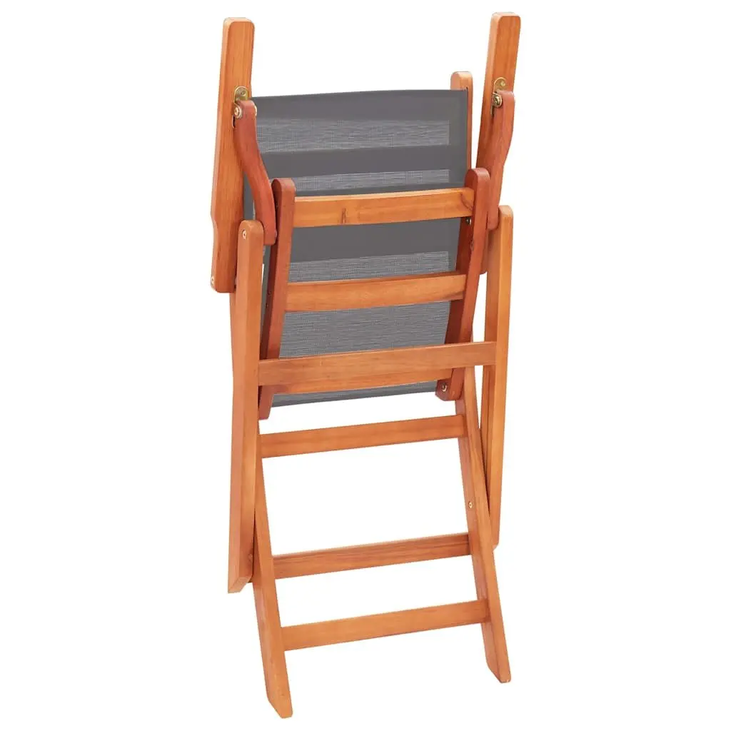 4-Piece Grey Eucalyptus Wood Folding Armchairs Set