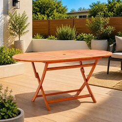 Premium Folding Dining Table 160x85x74cm Eucalyptus Wood