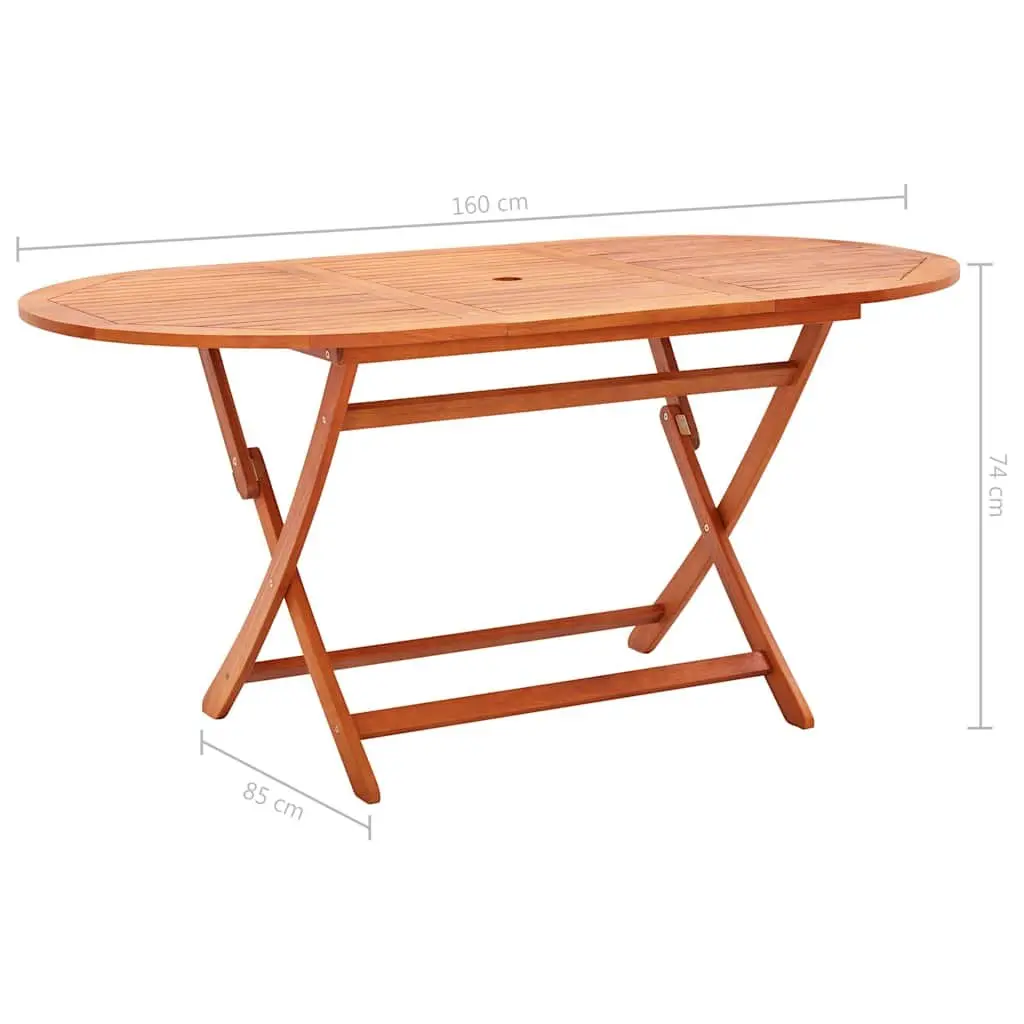 Folding Dining Table 160x85x74cm Eucalyptus Wood