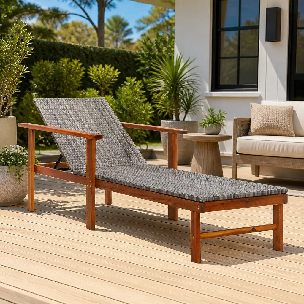 Grey Outdoor Sun Lounger for Relaxation