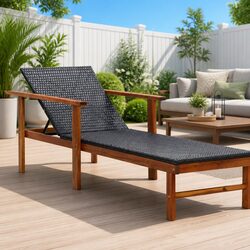 Sturdy Outdoor Sun Lounger with Acacia Wood Frame