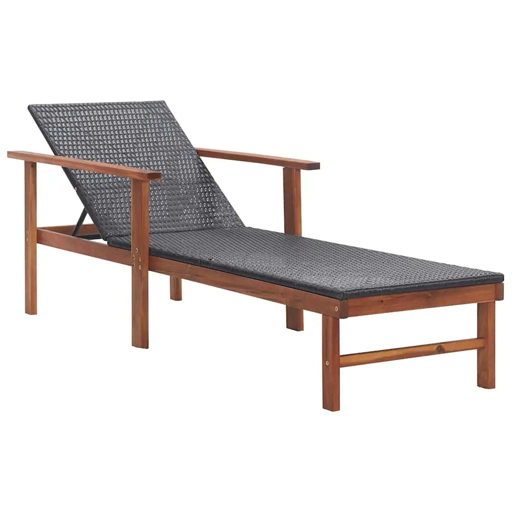 Sun Lounger with Cushion, Durable PE Rattan