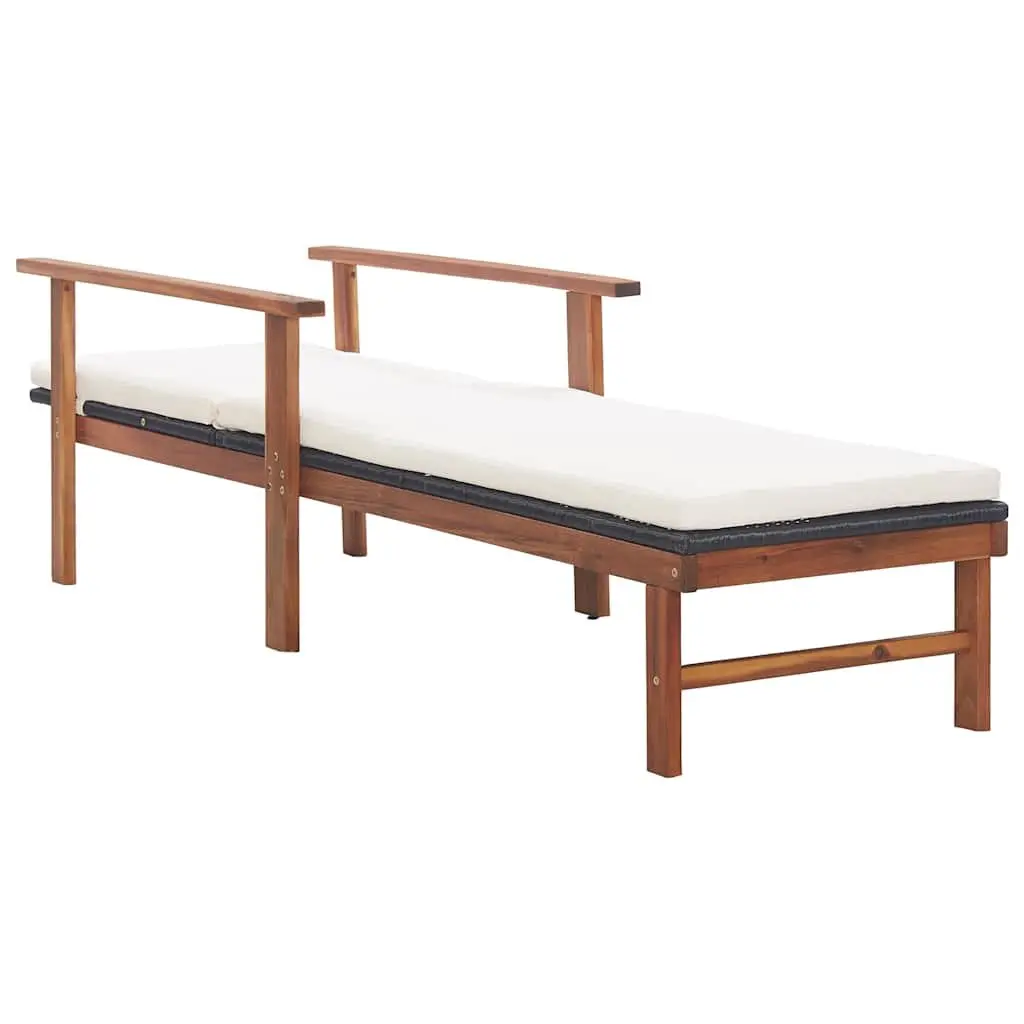 Sun Lounger with Cushion, Durable PE Rattan