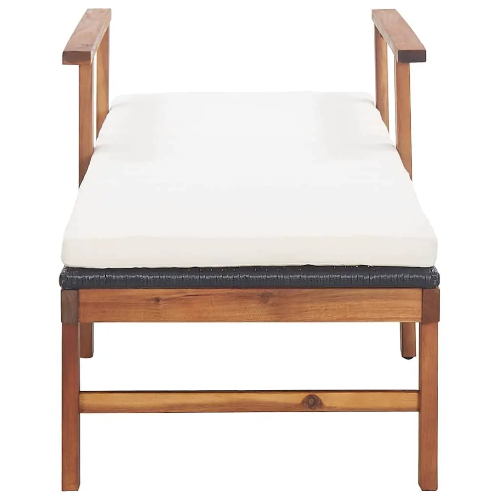 Sun Lounger with Cushion, Durable PE Rattan