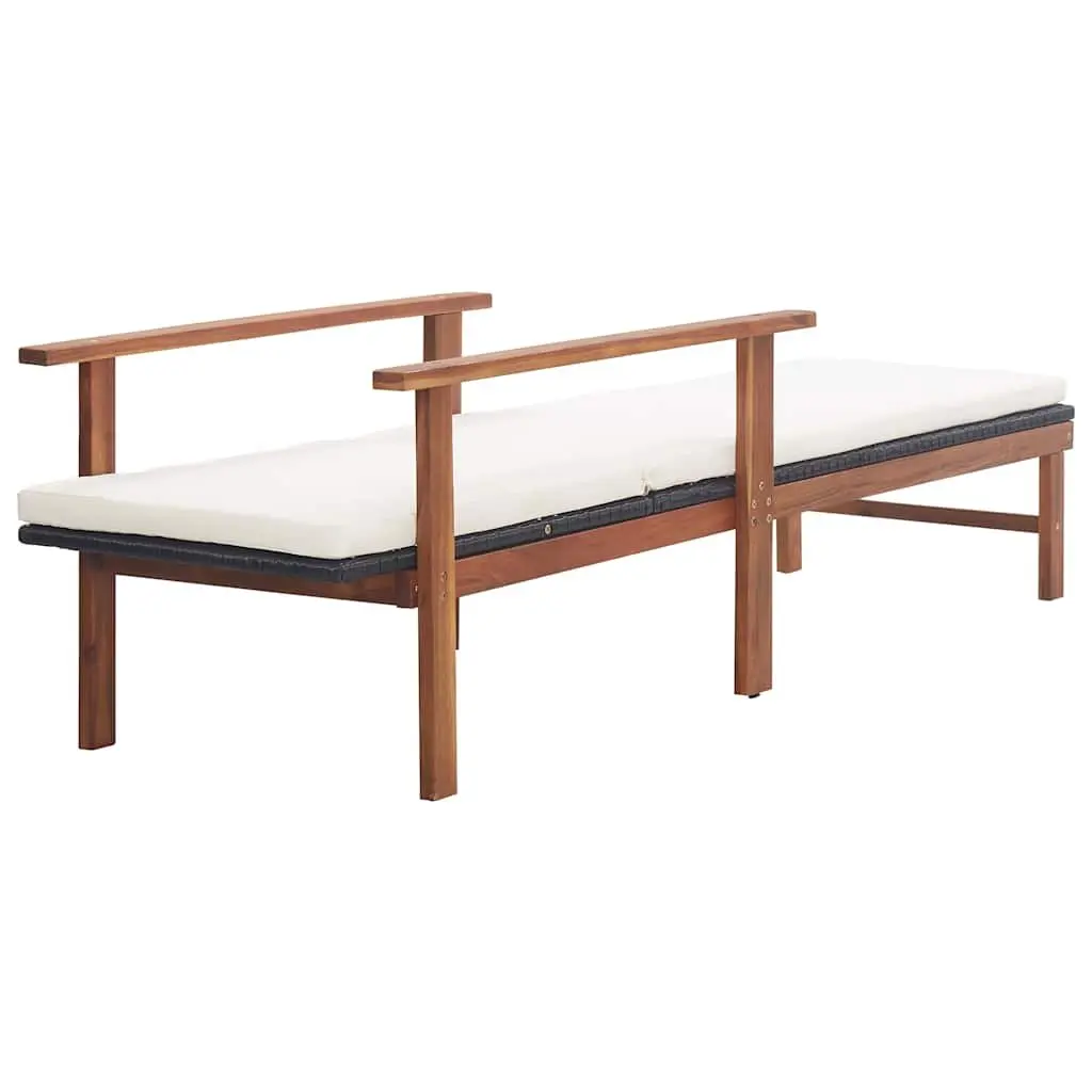 Sun Lounger with Cushion, Durable PE Rattan