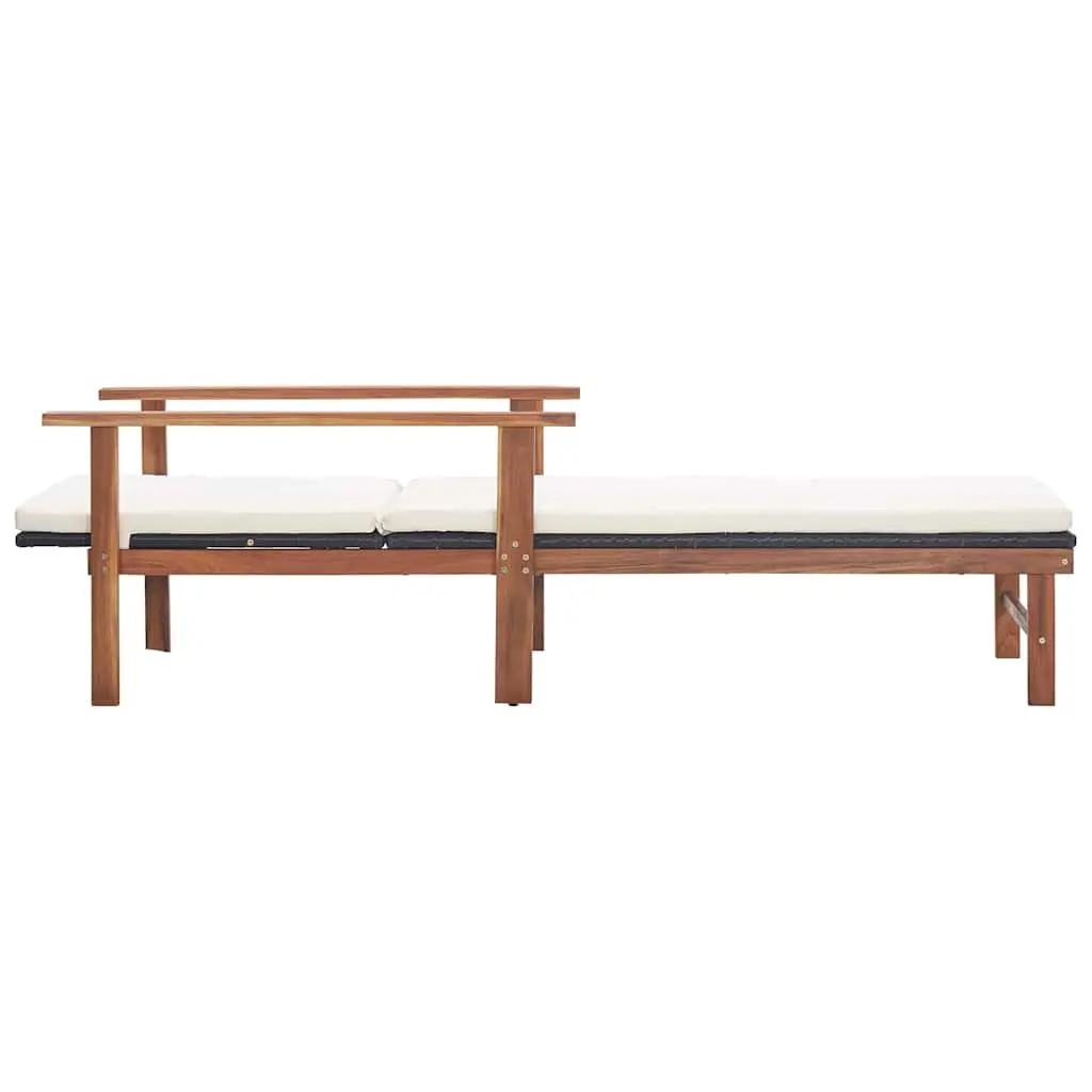 Sun Lounger with Cushion, Durable PE Rattan