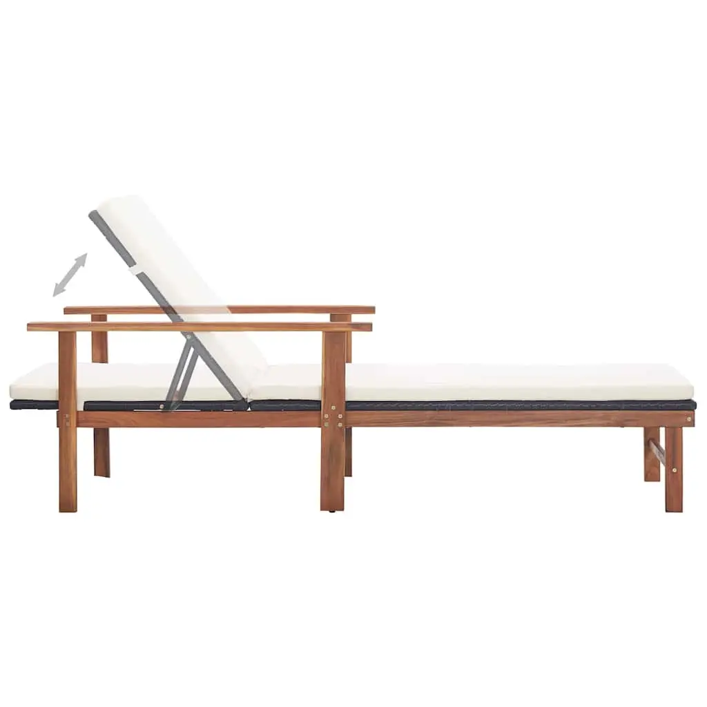 Sun Lounger with Cushion, Durable PE Rattan