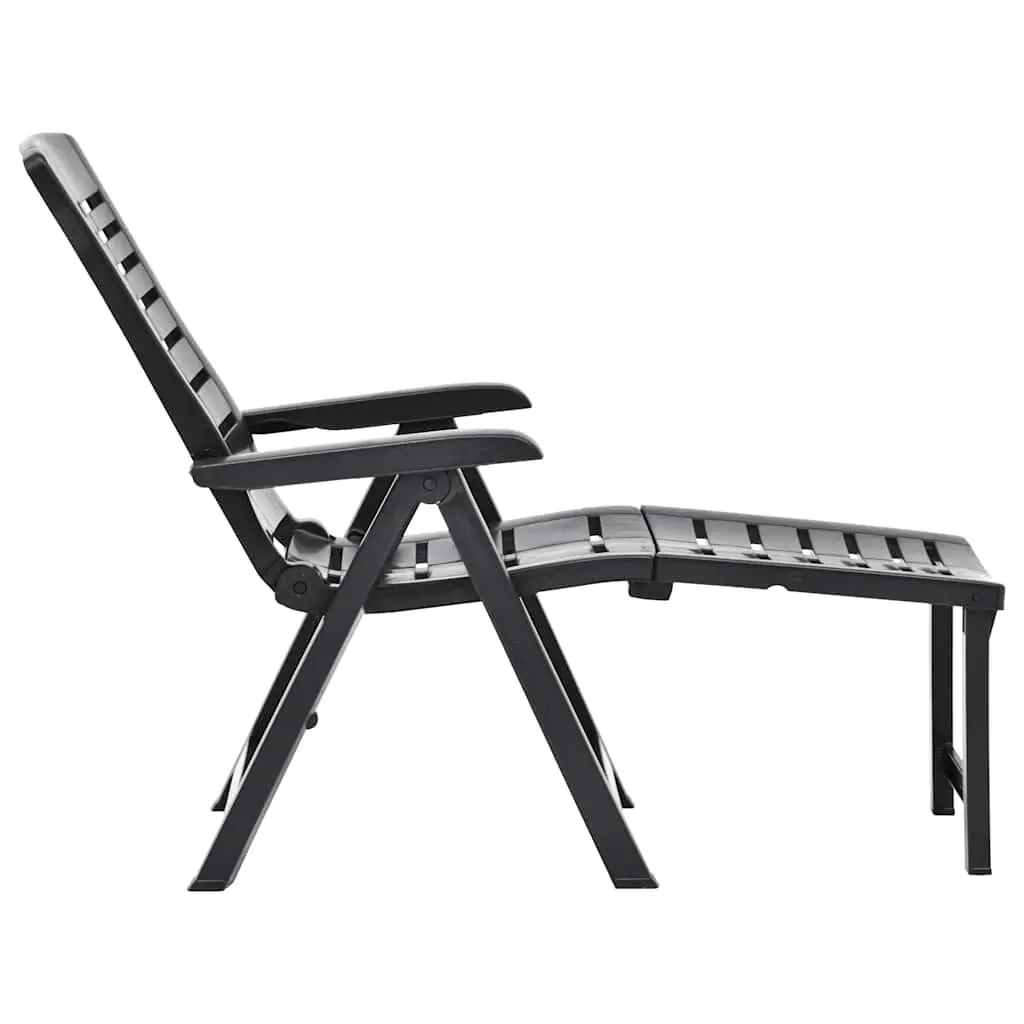 Folding Sun Lounger Plastic Adjustable Anthracite