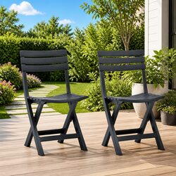 Outdoor Folding Garden Chairs 2 pcs Weather Resistant Plastic Patio Seating