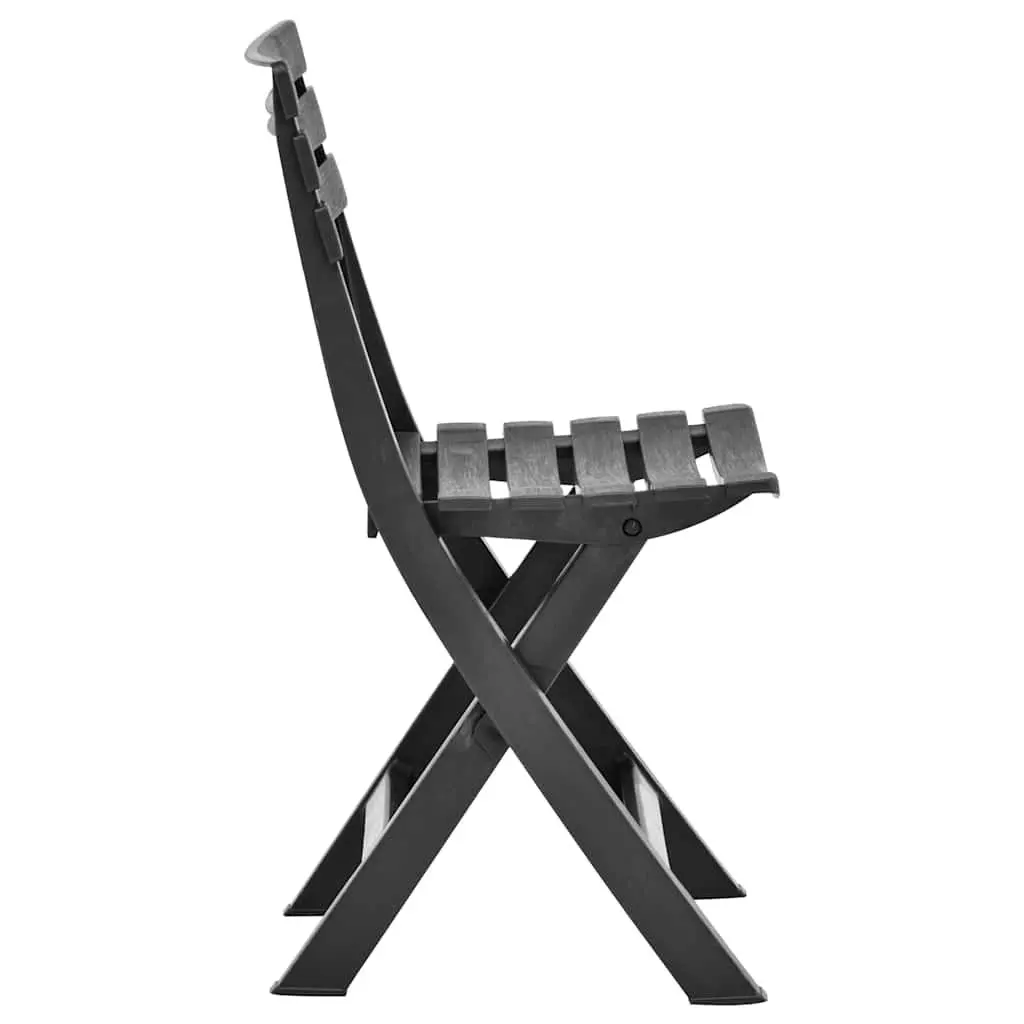 Folding Garden Chairs Plastic Weather Resistant Anthracite 2 Piece