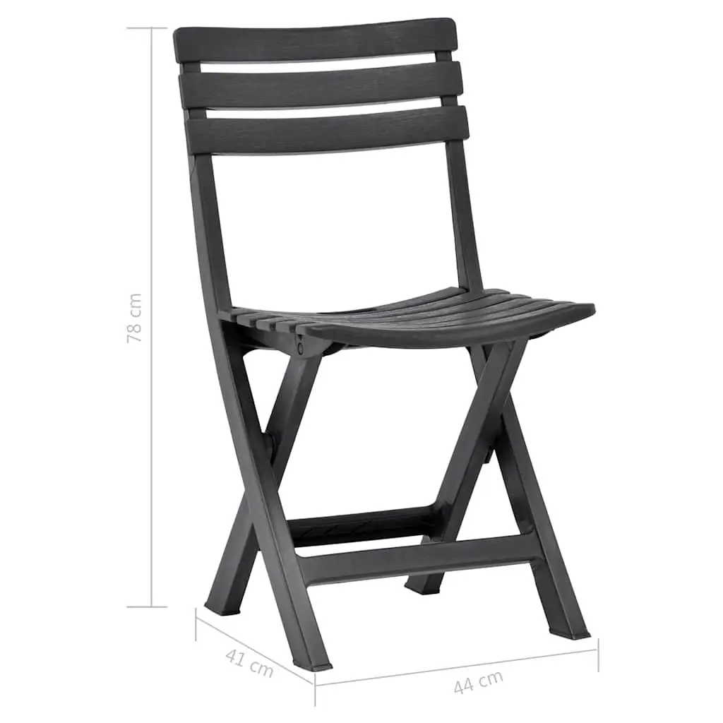 Folding Garden Chairs Plastic Weather Resistant Anthracite 2 Piece
