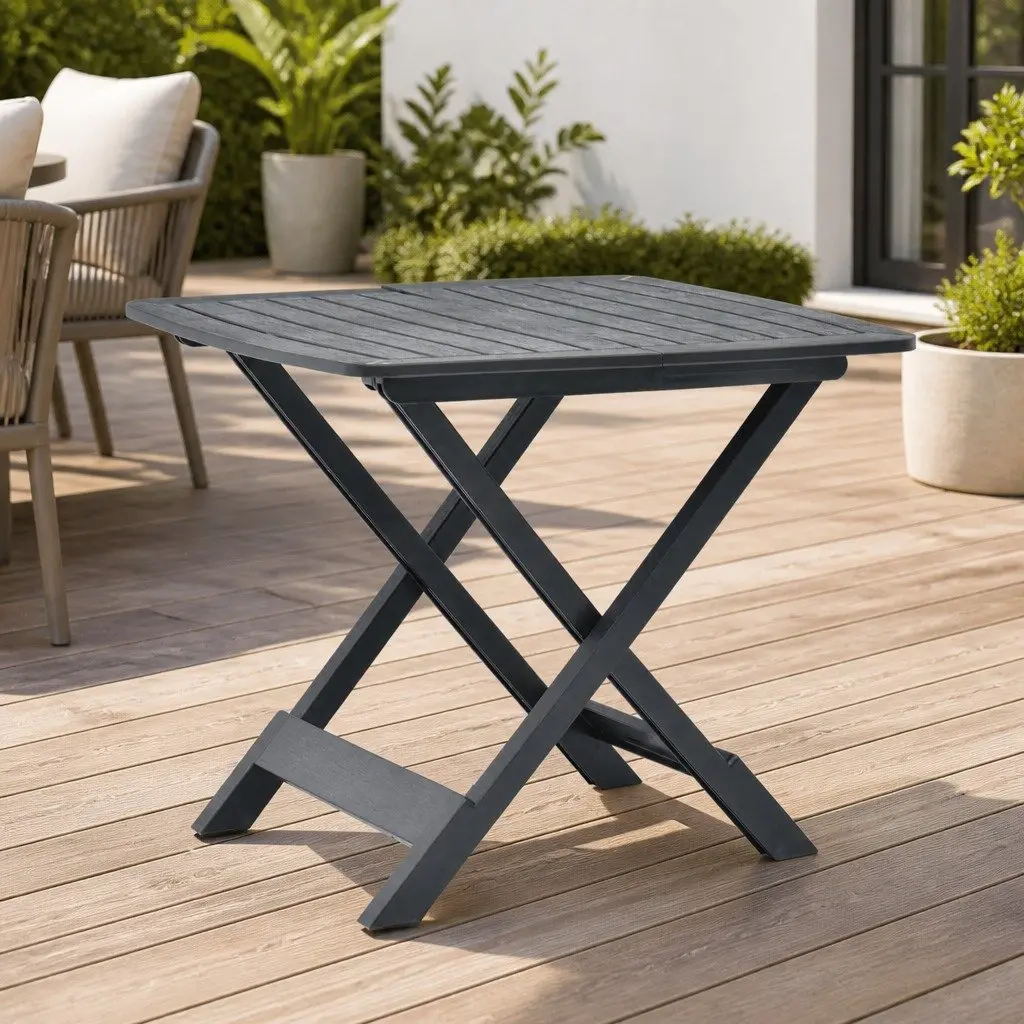 Folding Garden Table in Anthracite for Outdoor Use