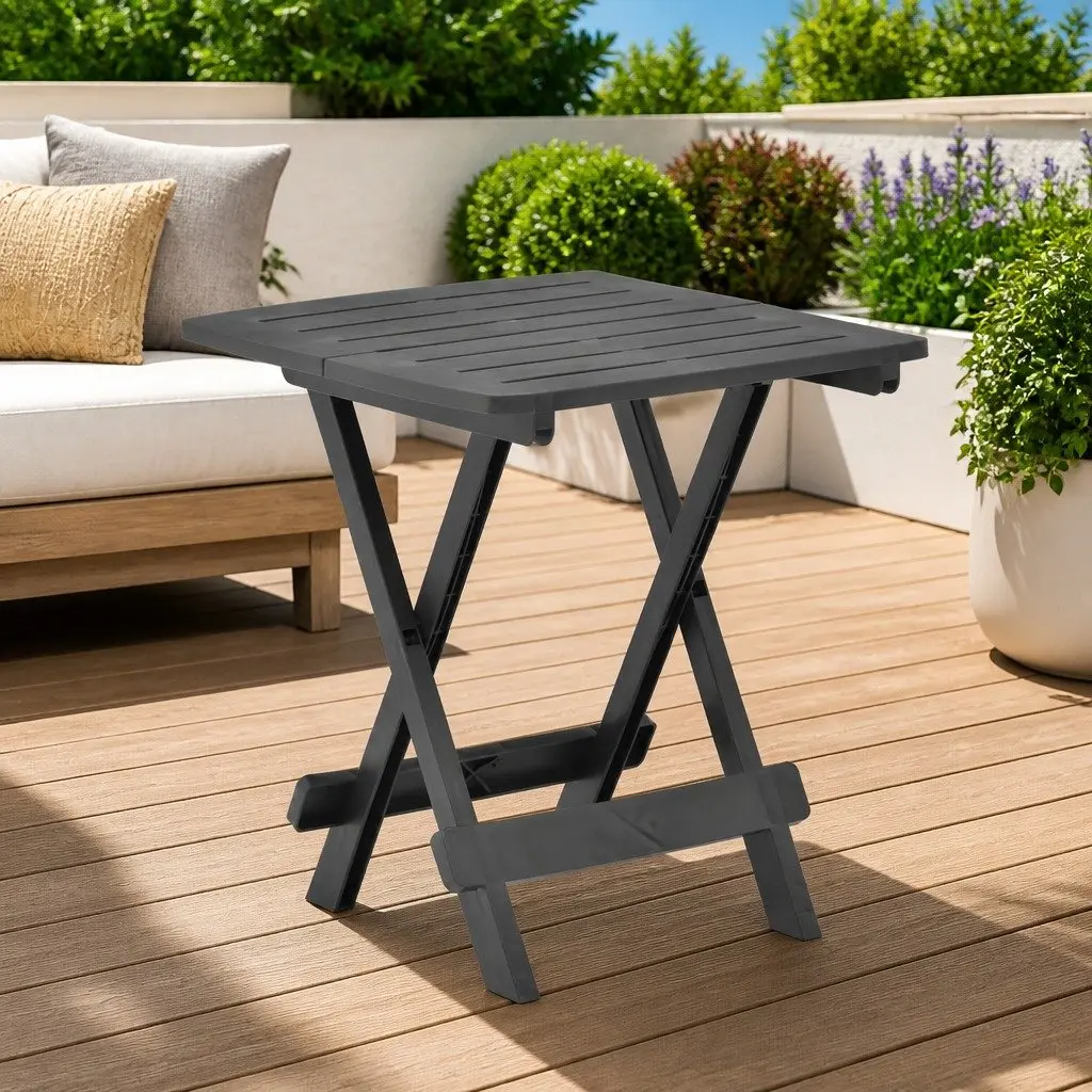 Portable Anthracite Folding Garden Table for Outdoor Spaces