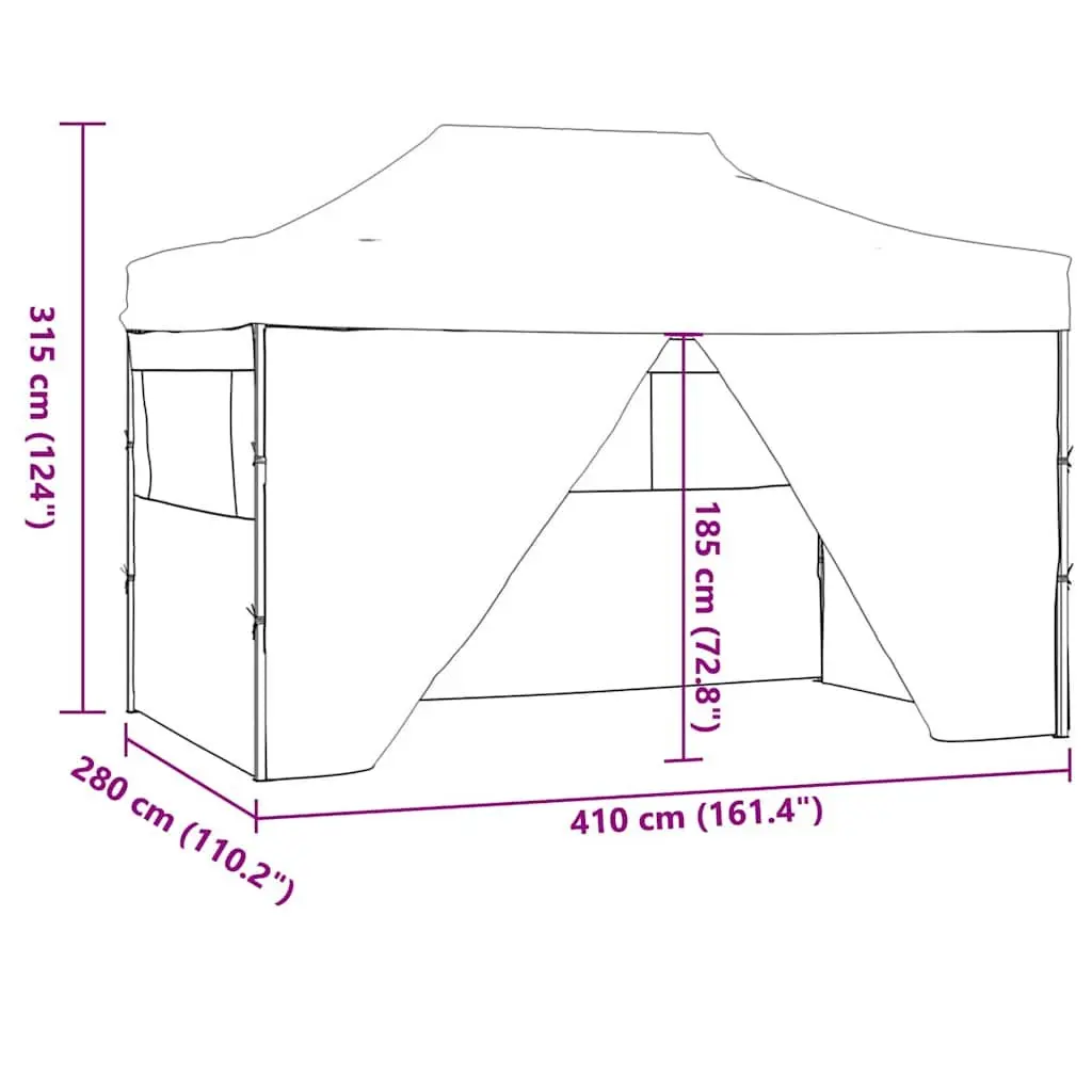 Folding Party Tent 600D Oxford Fabric 3x4m Anthracite with 4 Sidewalls