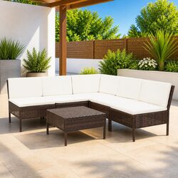 Brown 6-Piece Garden Lounge Set with Cushions