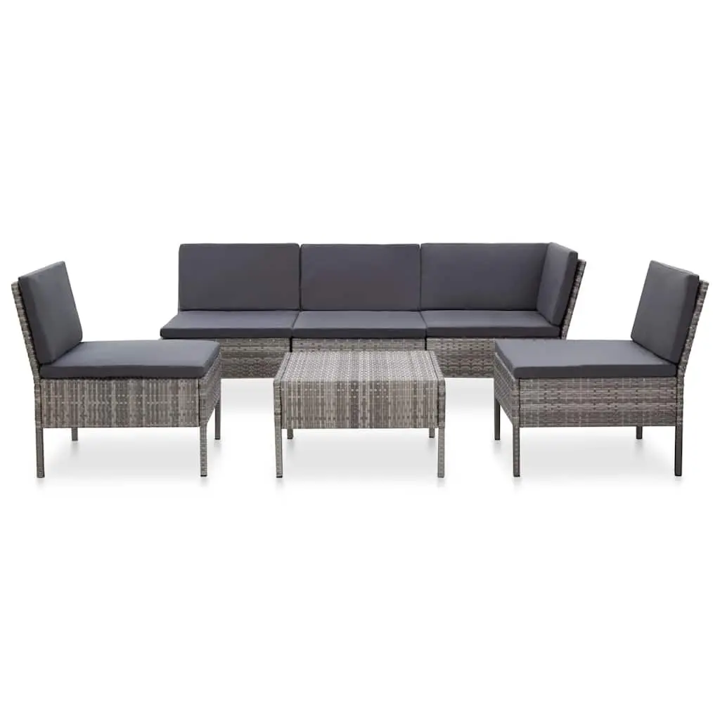 Modular 6 Piece Grey Rattan Outdoor Lounge Set