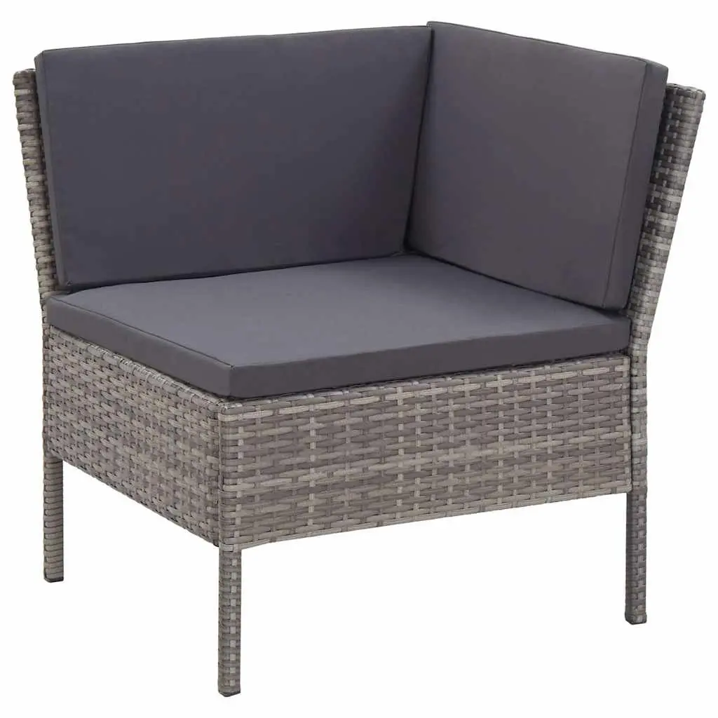 Modular 6 Piece Grey Rattan Outdoor Lounge Set