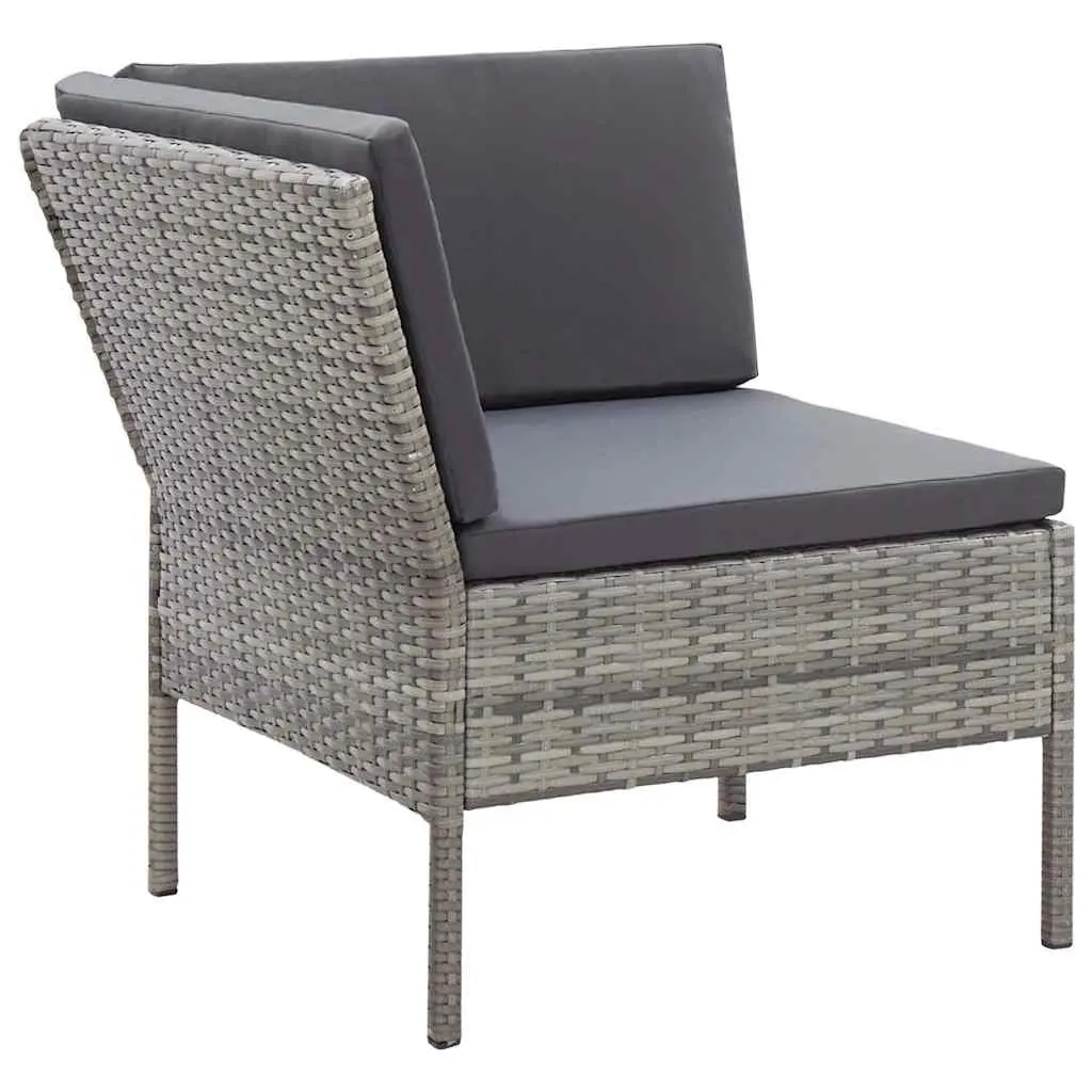 Modular 6 Piece Grey Rattan Outdoor Lounge Set