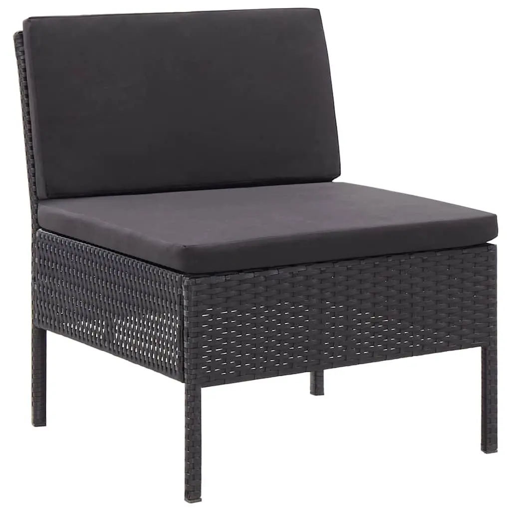Garden Lounge Set PE Rattan 3 Piece Modular Furniture Black