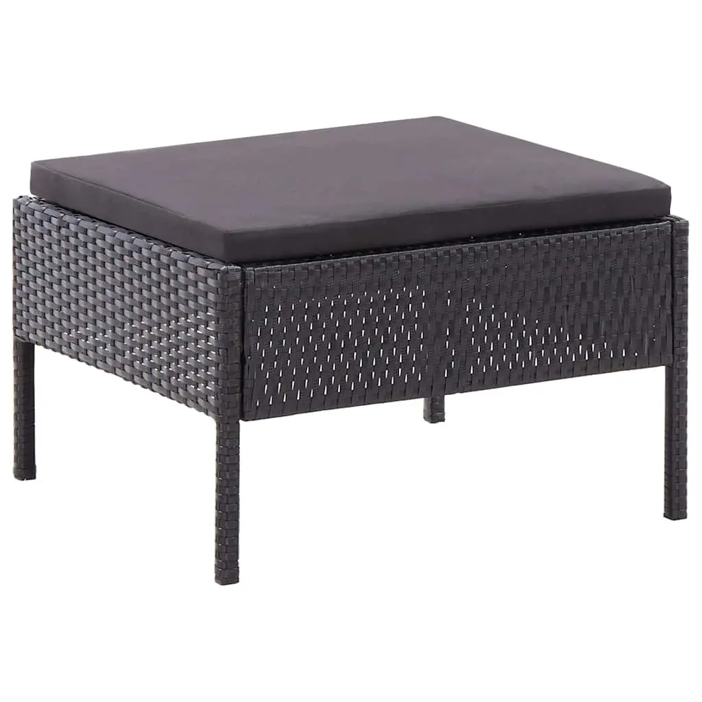 Garden Lounge Set PE Rattan 3 Piece Modular Furniture Black