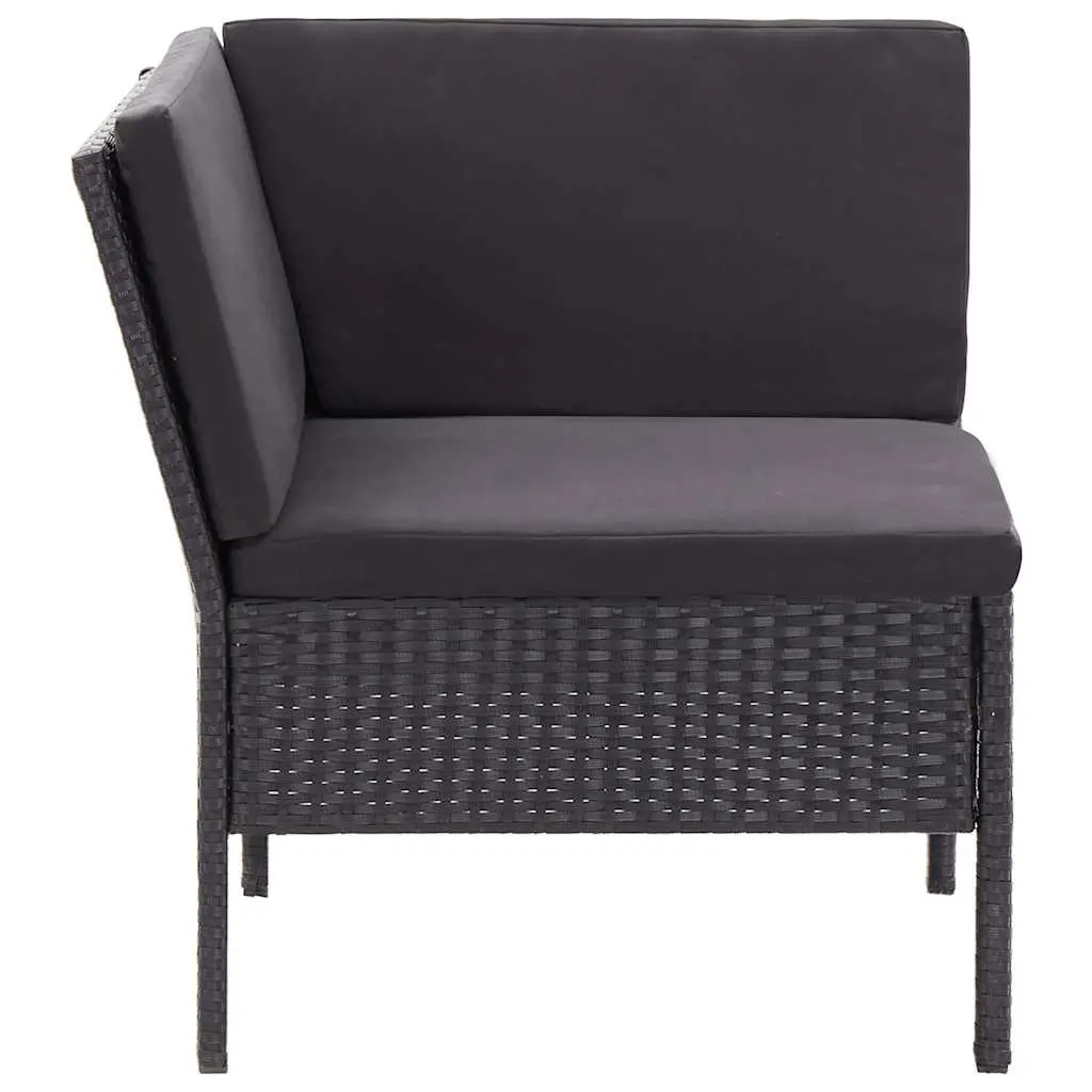 Garden Lounge Set PE Rattan 3 Piece Modular Furniture Black