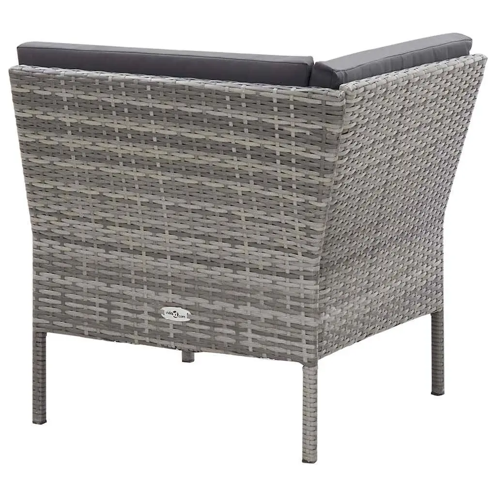 3 Piece Garden Lounge Set PE Rattan Modular Sofa with Cushions Grey