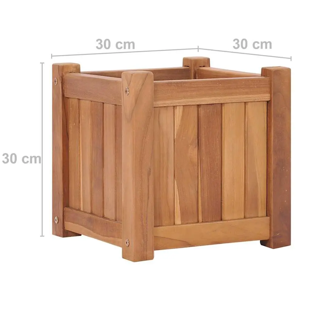 Raised Garden Bed Planter Solid Teak Wood 30x30x30 cm Brown