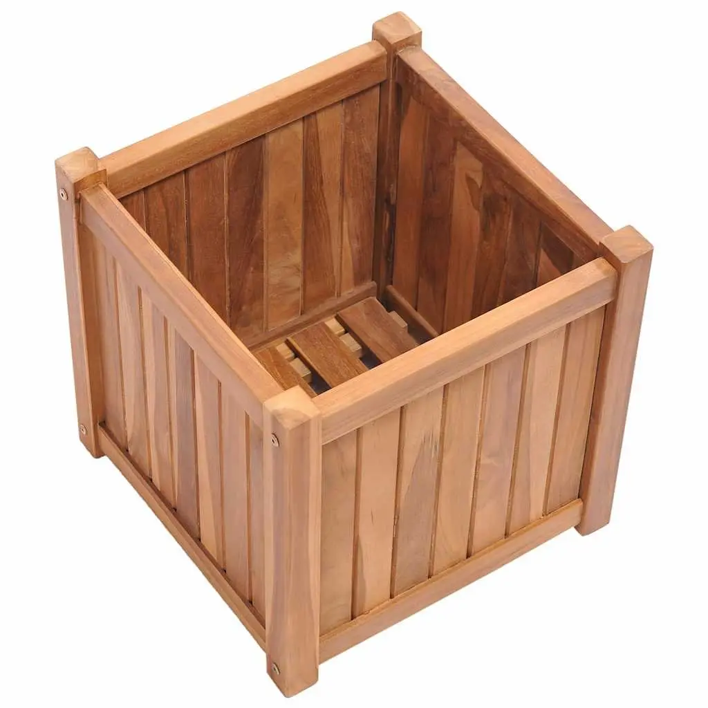 Raised Garden Bed Planter Solid Teak Wood 40x40x40 cm Brown