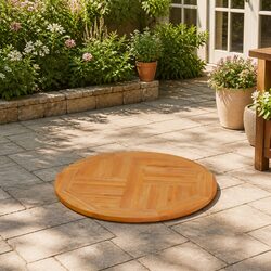 Durable Solid Teak Wood Round Table Top - 80cm Diameter