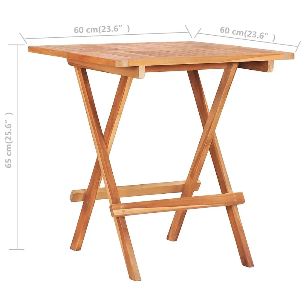 Folding Bistro Table Teak Wood 60x60x65 cm Brown