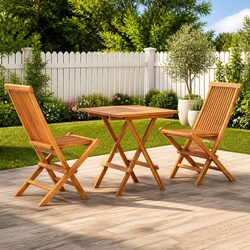 Durable 3 Piece Folding Bistro Set in Solid Teak Wood