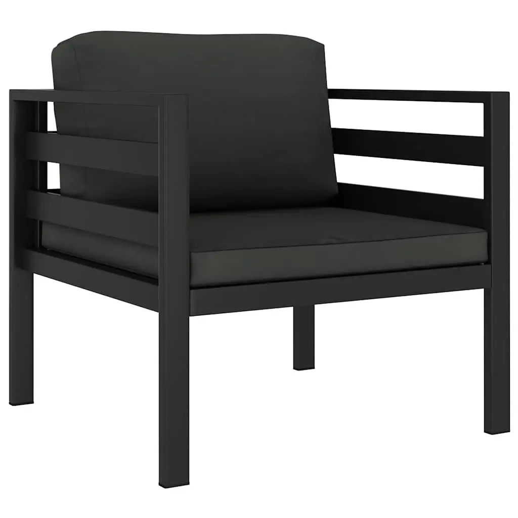 Modular Anthracite Single Sofa with Cushions for Indoor Outdoor