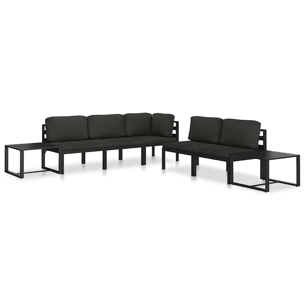 Modular Anthracite Single Sofa with Cushions for Indoor Outdoor