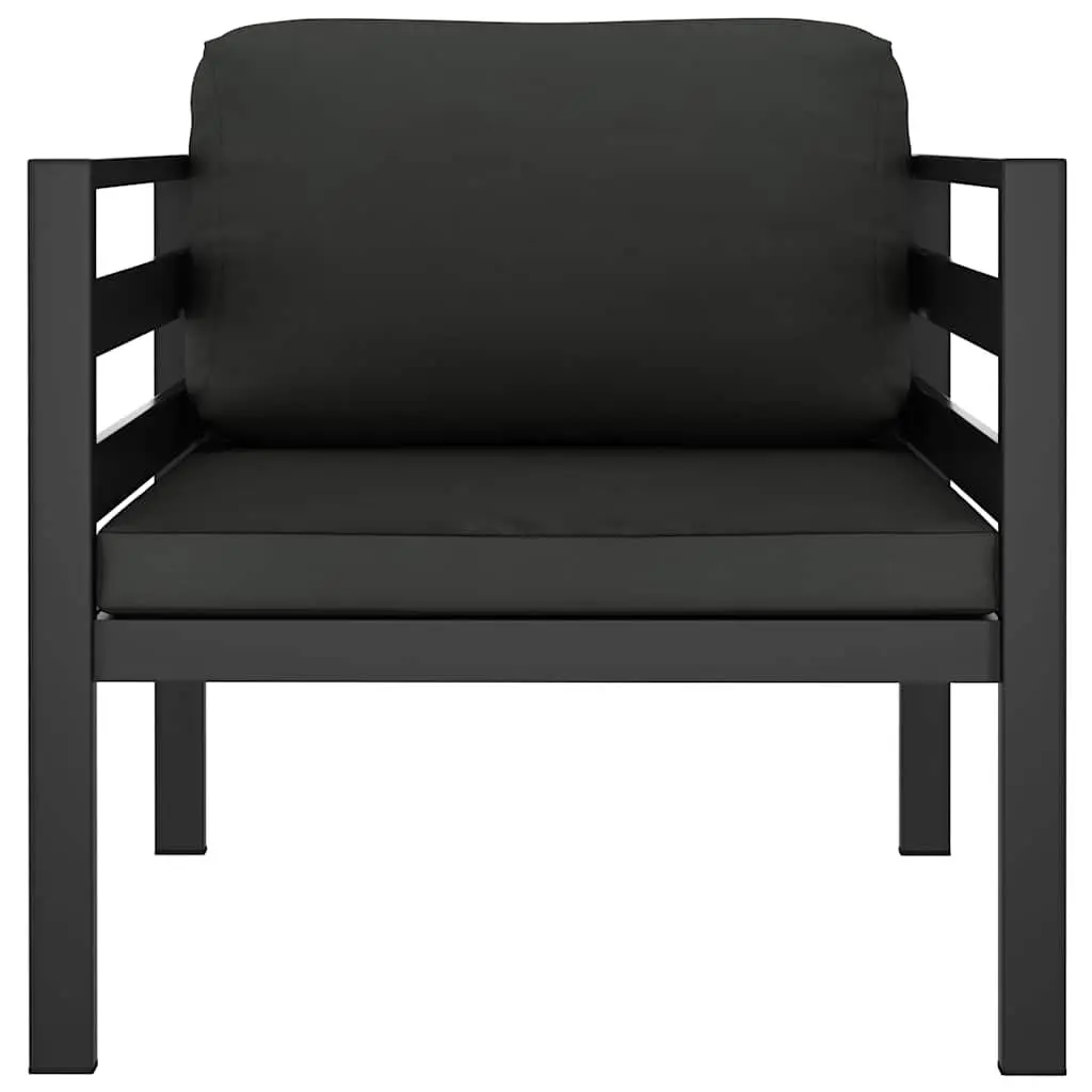 Modular Anthracite Single Sofa with Cushions for Indoor Outdoor