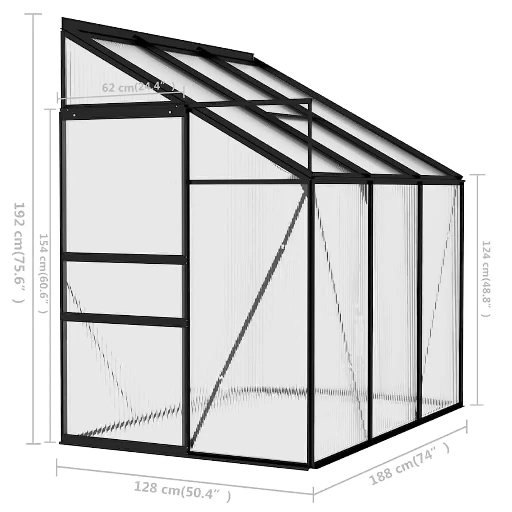 Greenhouse Aluminium Frame Anthracite PC Board 2.41 m² Garden Plant Shelter Outdoor